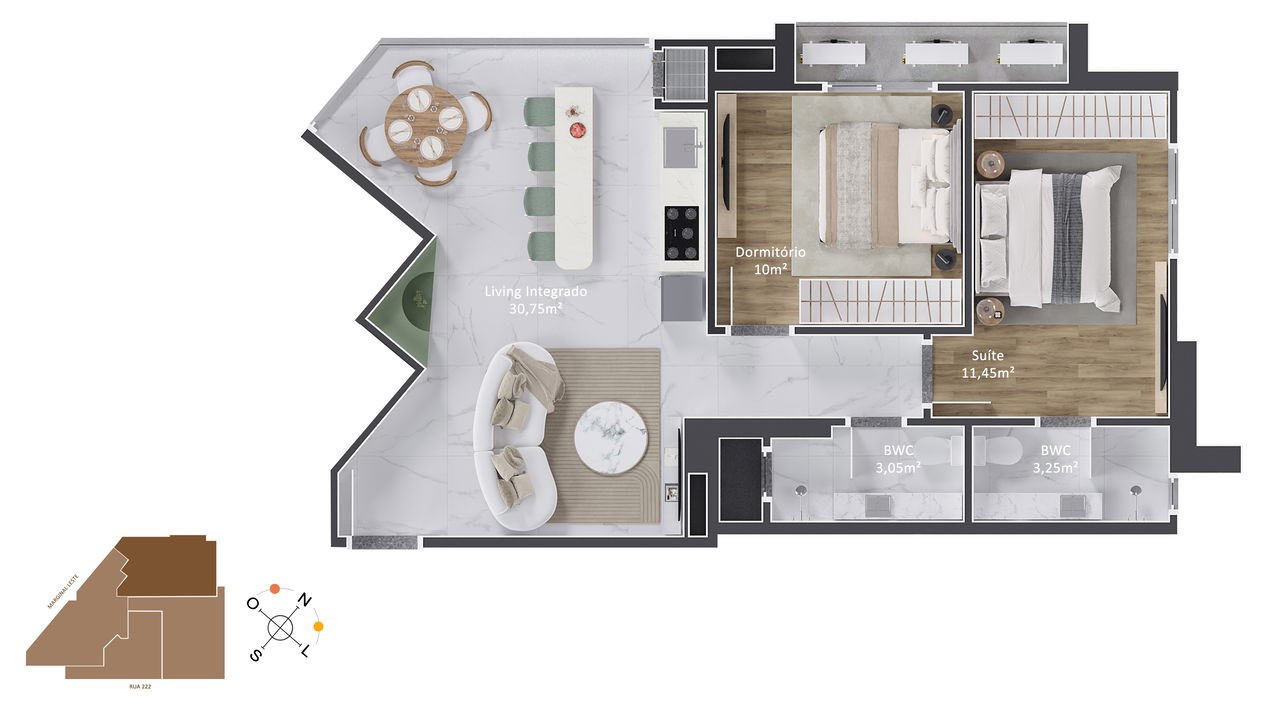 Apartamento em Itapema/SC bairro Meia Praia, com 70m² área privativa com 2 dormitórios sendo 1 suíte 1 vaga de garagem lazer completa