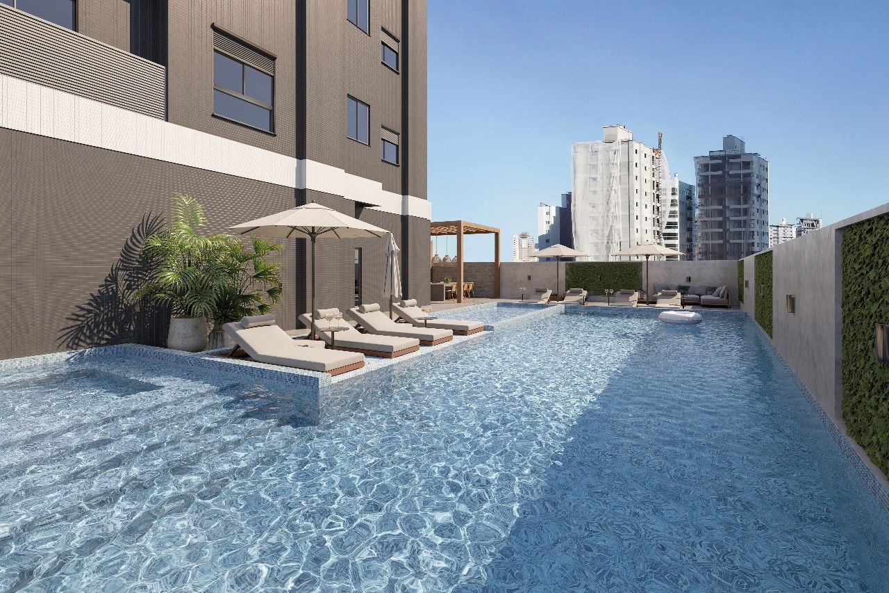 Apartamento em Construção em Itapema/SC bairro Meia Praia, com 202,16m² área privativa sendo 4 suítes 3 vagas de garagem lazer completo