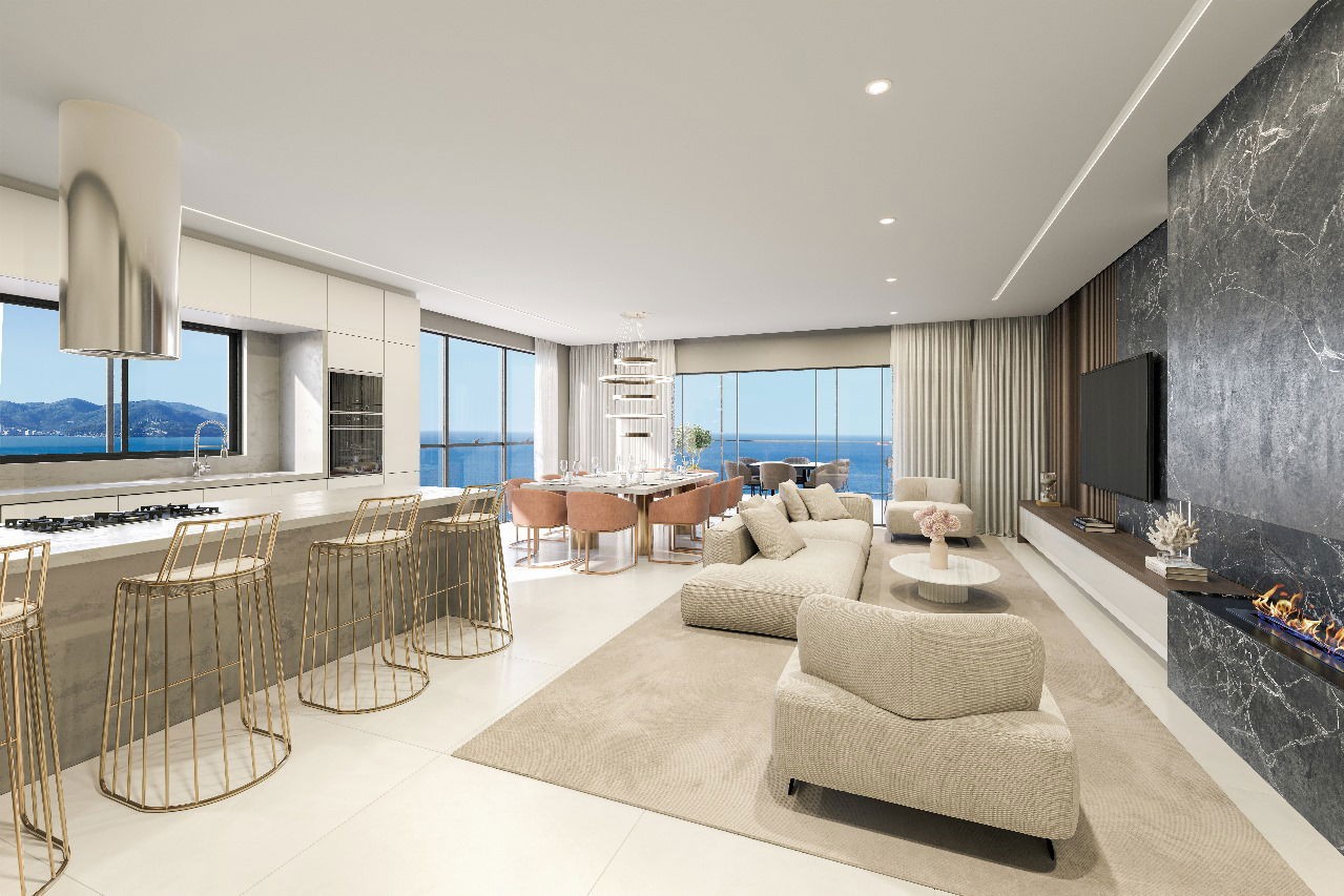 Apartamento em Construção em Itapema/SC bairro Meia Praia, com 202,16m² área privativa sendo 4 suítes 3 vagas de garagem lazer completo