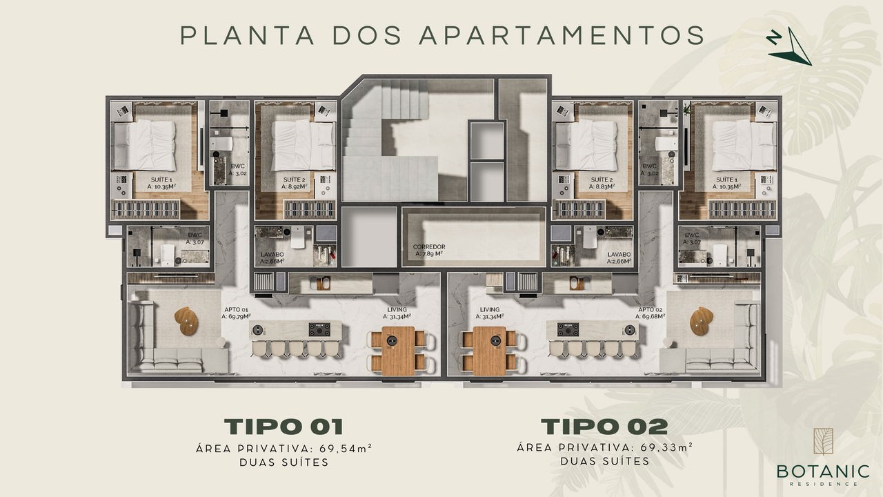 Apartamento em Construção e Itapema/SC bairro Morretes com 69,54m² área privativa sendo 2 suítes 1 vaga de garagem lazer completo