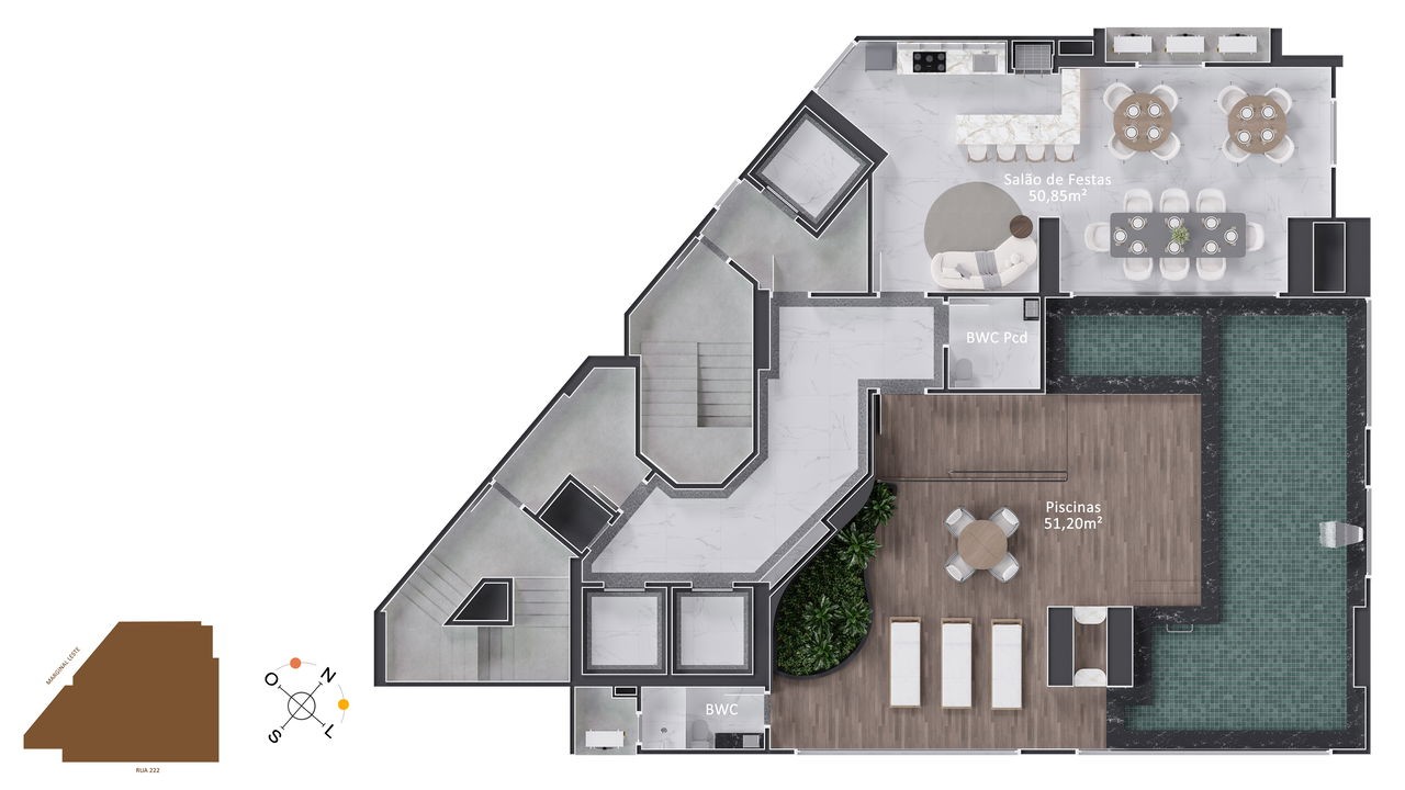 Apartamento em Construção em Itapema/SC bairro Meia Praia, com 50m² área privativa sendo 1 suíte 1 vaga de garagem lazer completo