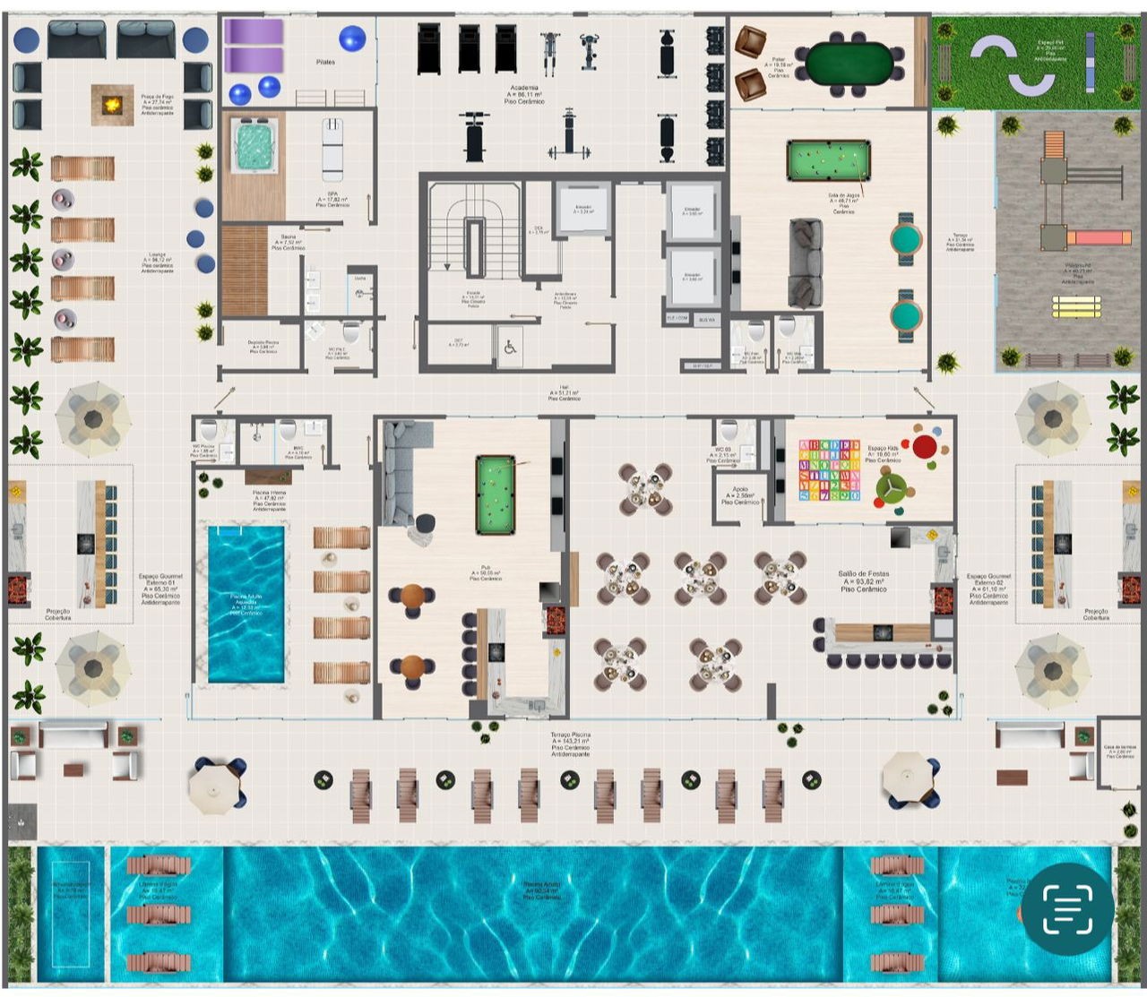 Apartamento em Construção em Itapema/SC Centro com 202,50m² área privativa sendo 4 suítes 3 vagas de garagem, área de lazer completa