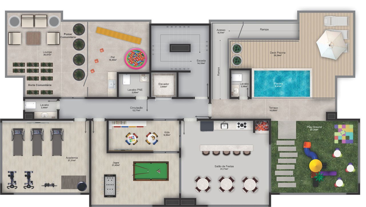 Apartamento em Construção em Balneário Camboriú/SC, com 64,36m² área privativa sendo, 2 suítes 1 vaga de garagem lazer completo