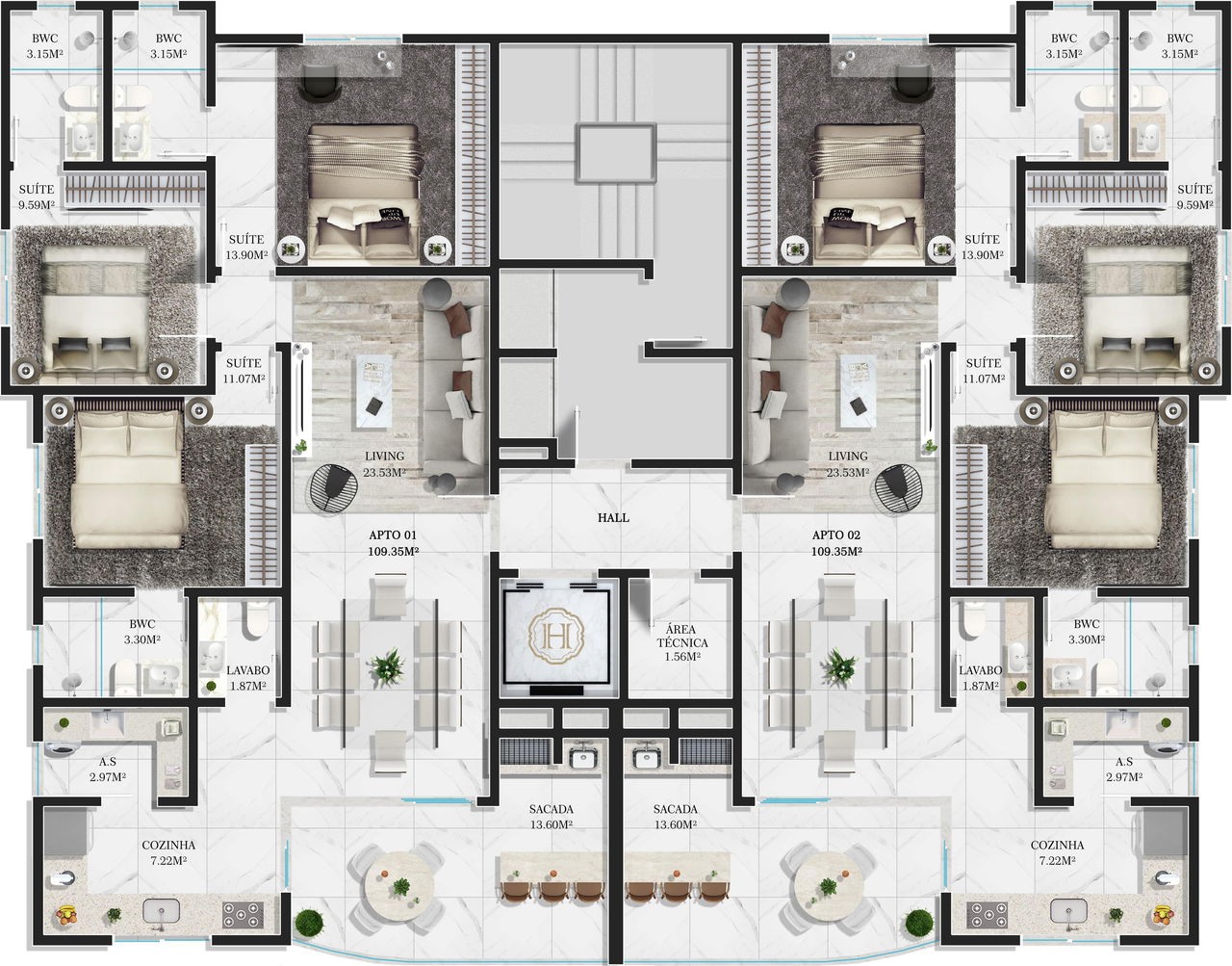 Apartamento Pronto para morar em Itapema/SC com 109,35m² área privativa sendo 3 suítes 2 vagas de garagem, lazer completo