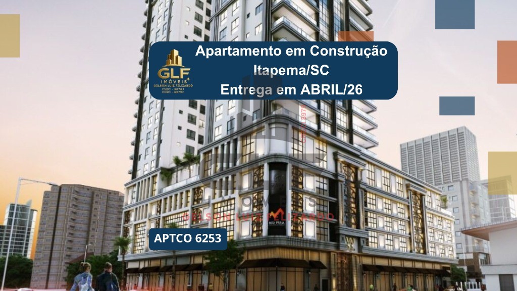 Apto em Construção em Itapema, bairro Meia Praia, com 160m² área privativa, sendo 4 suítes, 3 vagas de garagem, área de lazer completa
