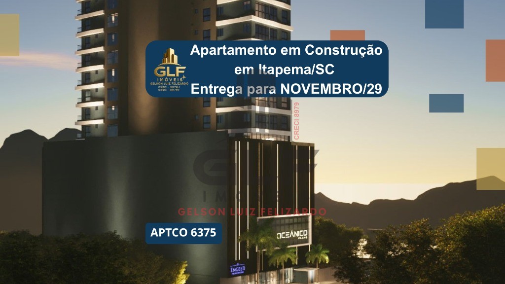 Apto em Construção em Itapema/SC Bairro Meia Praia, com 44,00m² área privativa sendo 1 dormitório, 1 vaga de garagem