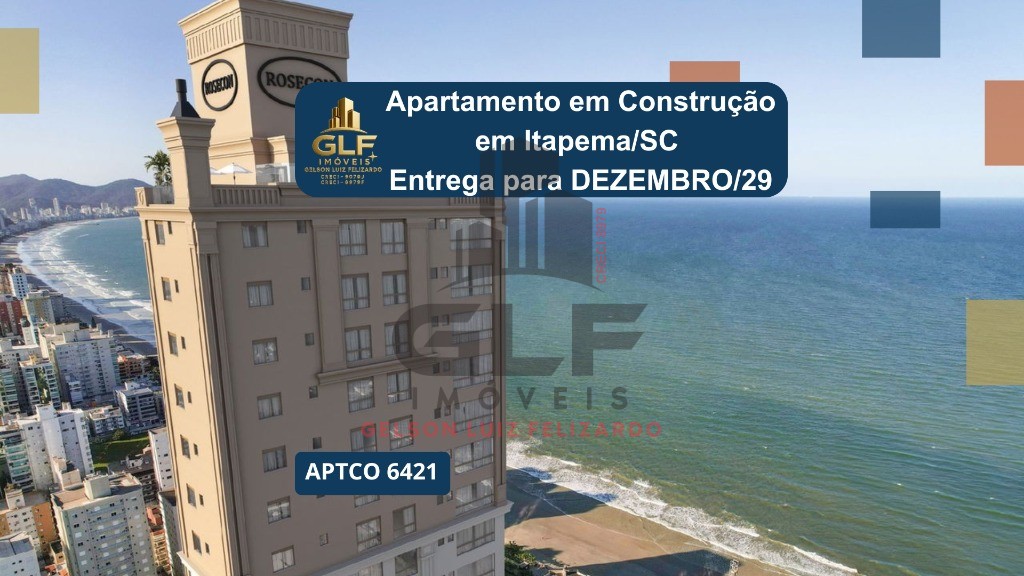 Apto Em Construção em Itapema/SC bairro Meia Praia, com 185.2m² Área privativa, sendo 4 suítes, 3 vagas de garagem, área de lazer completa