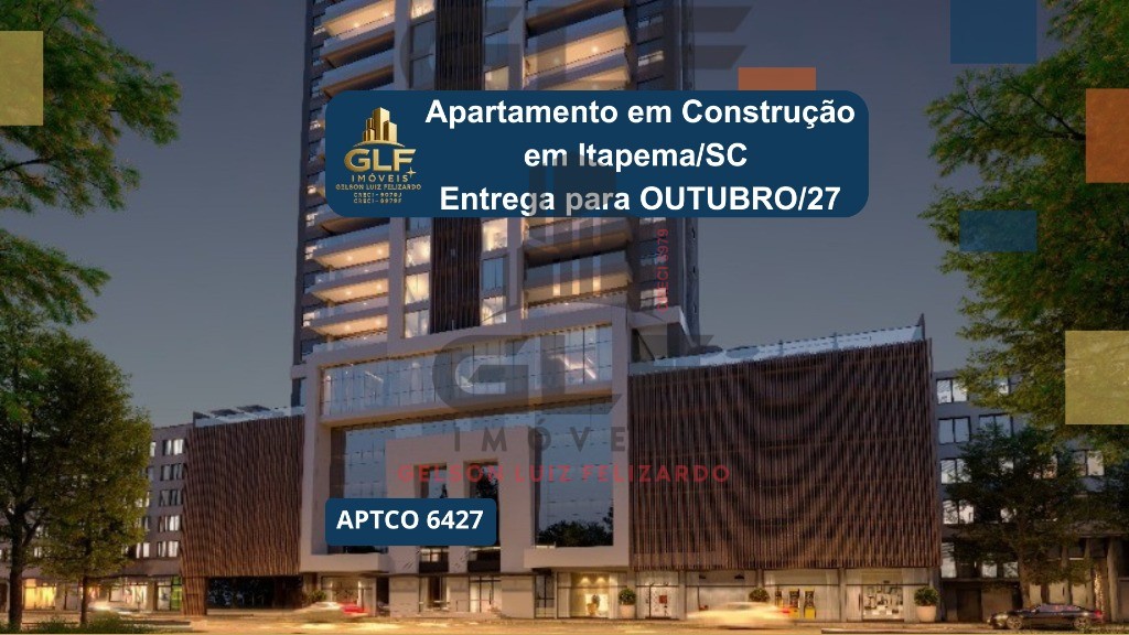Apto em Construção em Itapema/SC bairro Meia Praia, com 172.11m² Área privativa, com 4 suítes, sendo 3 vagas de garagem, área de lazer completa