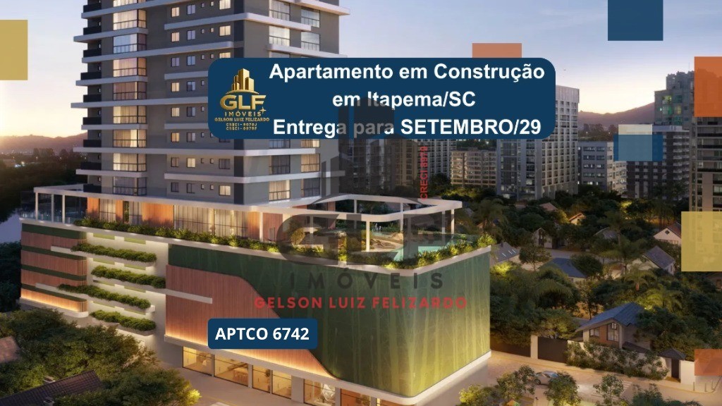 Apartamento em Construção em Itapema/SC com 125,79m² área privativa sendo 3 suítes 2 vagas de garagem, área de lazer completa