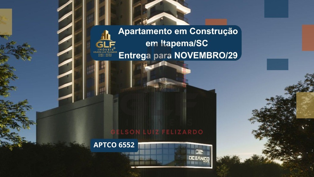 Apartamento em Construção em Itapema/SC com 60m² área privativa sendo 2 dormitórios e 1 suíte, 1 vaga de garagem, lazer completo