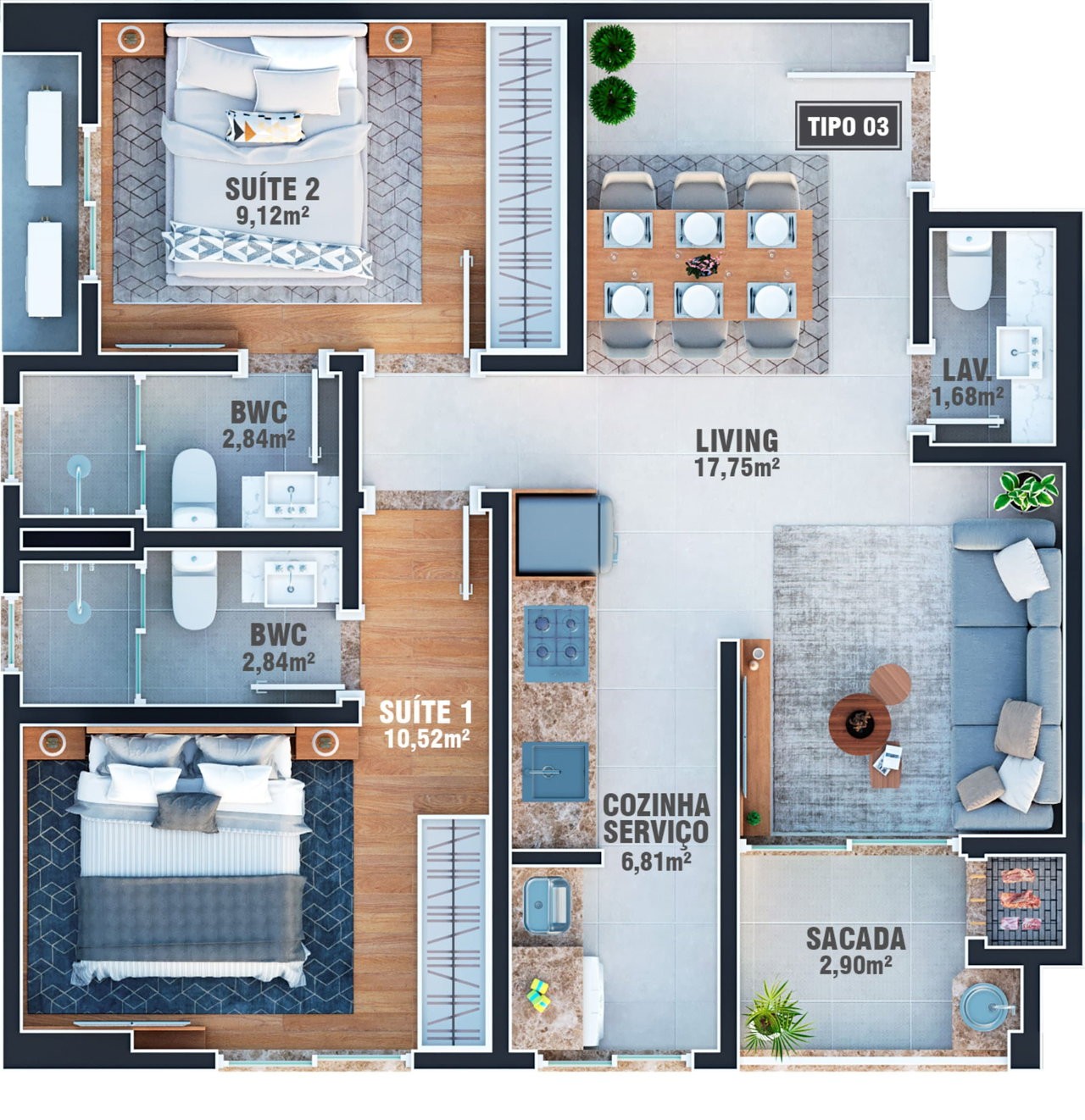 Apartamento Pronto para morar em Itapema/SC bairro Morretes, com 64m² área privativa sendo 2 suítes 1 vaga de garagem