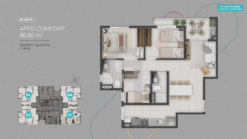 Apartamento, 3 quartos, 66 m² - Foto 8