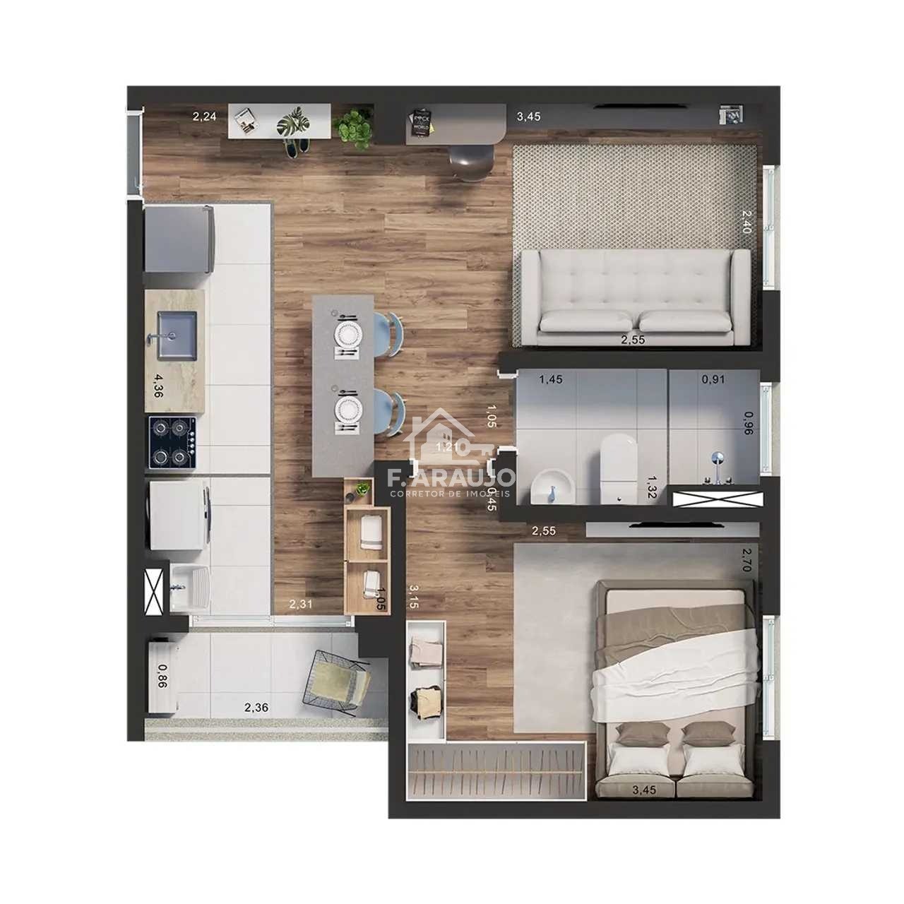 Apartamento, 1 quarto, 43 m² - Foto 2