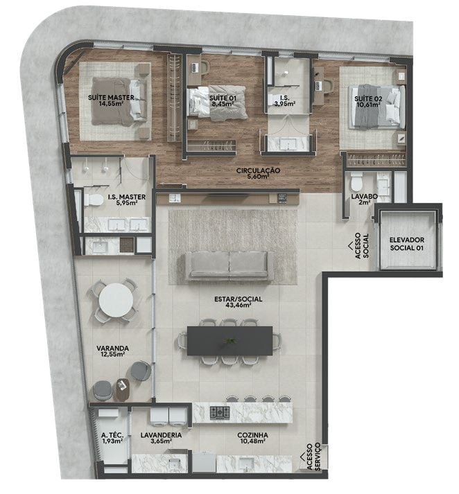 Apartamento, 3 quartos, 140 m² - Foto 42