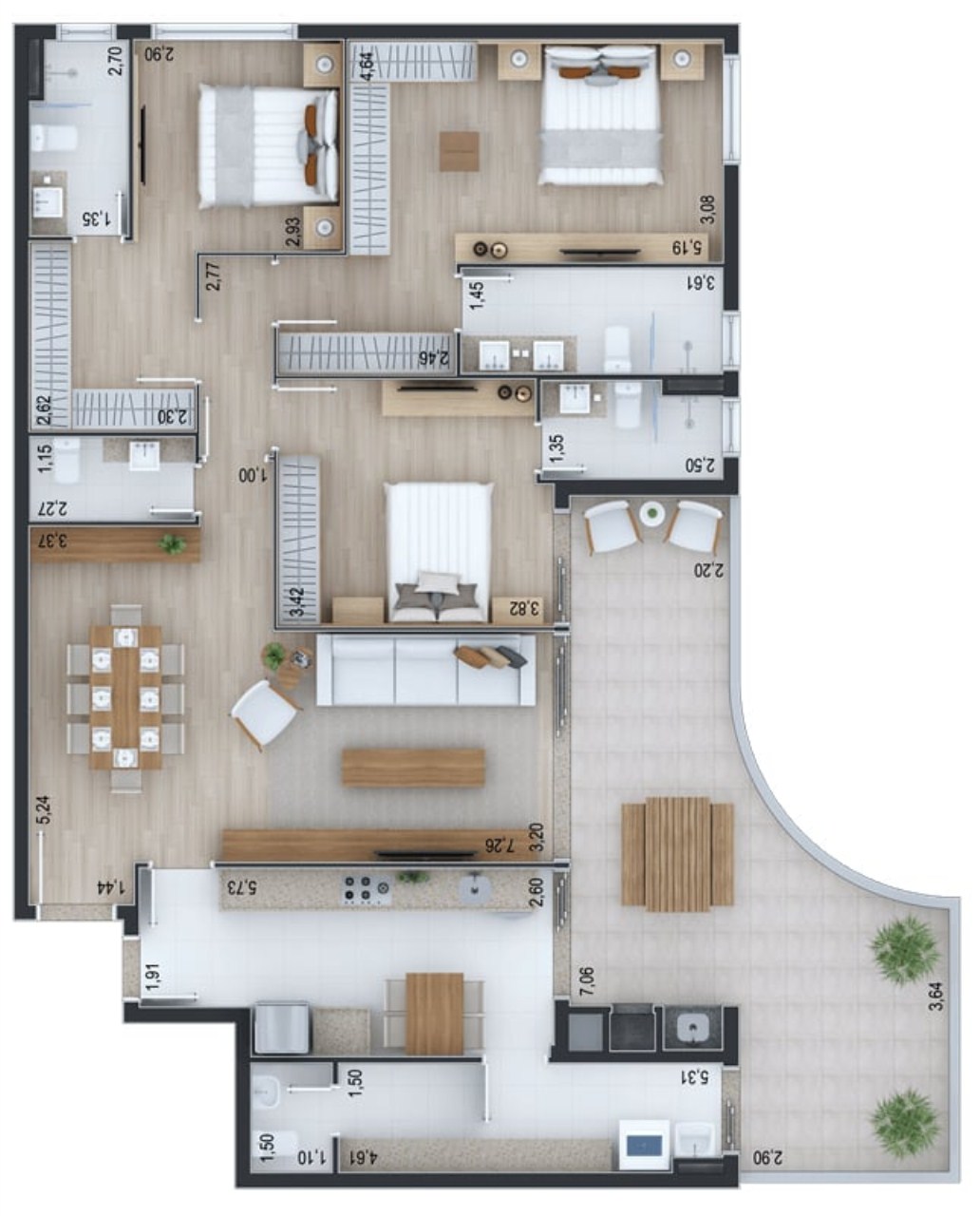 Apartamento, 3 quartos, 181 m² - Foto 42
