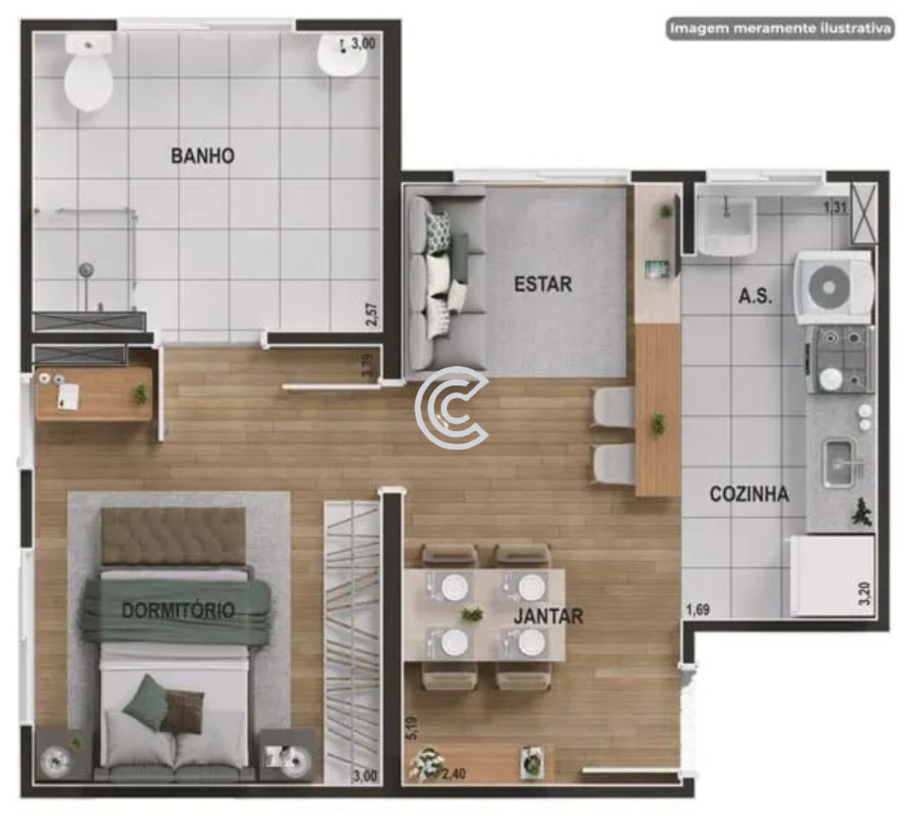 Apartamento, 1 quarto, 43 m² - Foto 3