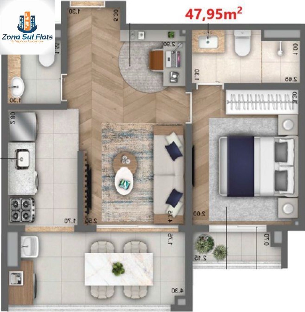 Apartamento, 1 quarto, 48 m² - Foto 30