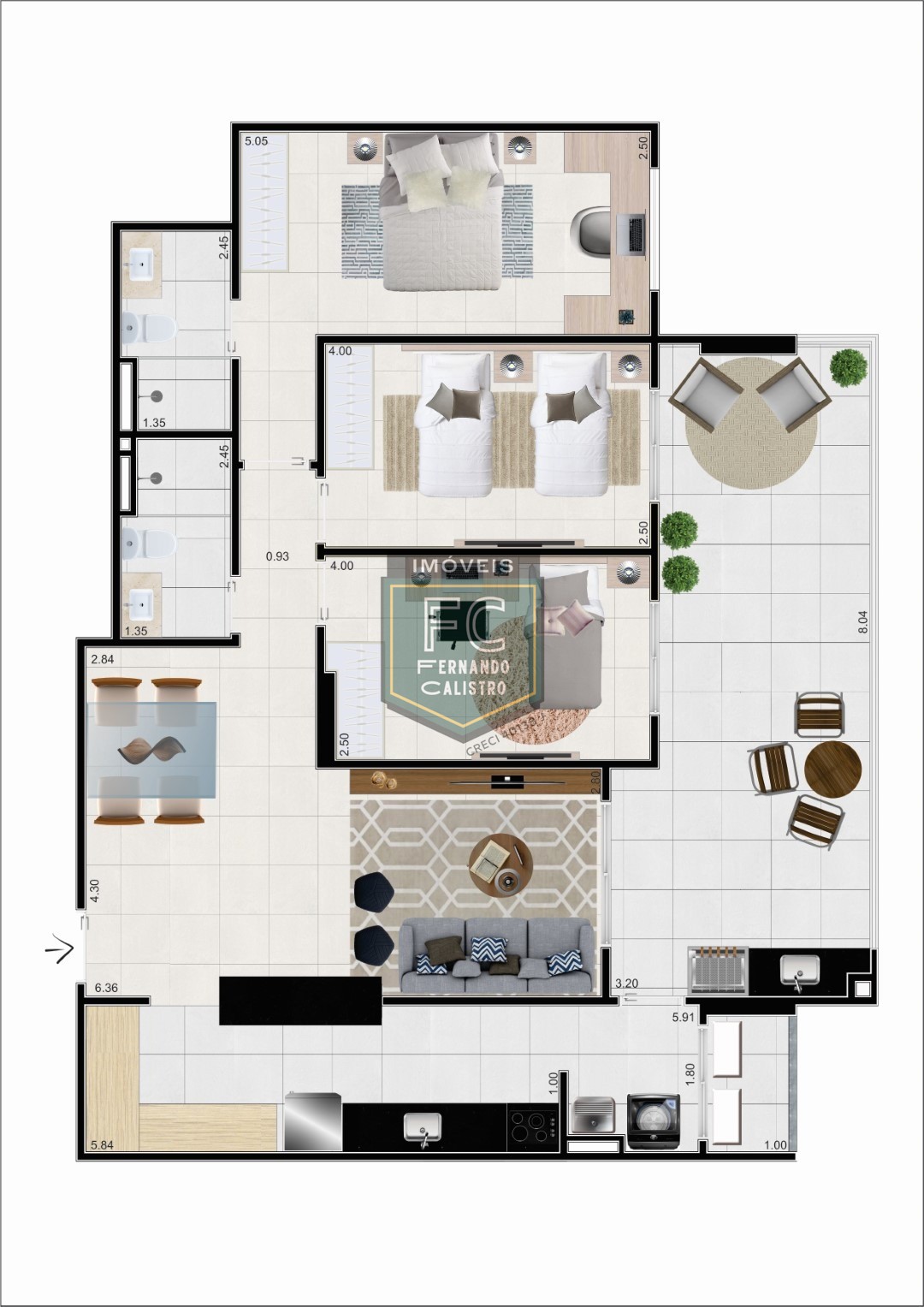 Apartamento alto padrão 3 dormitórios (1 suíte) frente, varanda gourmet c/ vista p/ o mar, 2 vagas, em obras: out 23, v. Caiçara, praia grande/sp