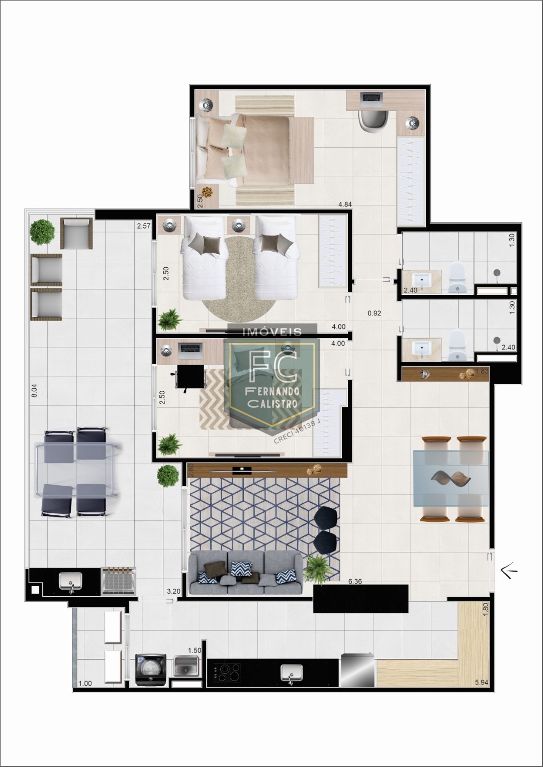 Apartamento alto padrão 3 dormitórios (1 suíte), varanda gourmet c/ vista p/ o mar, 2 vagas, em obras: out 23, v. Caiçara, praia grande/sp