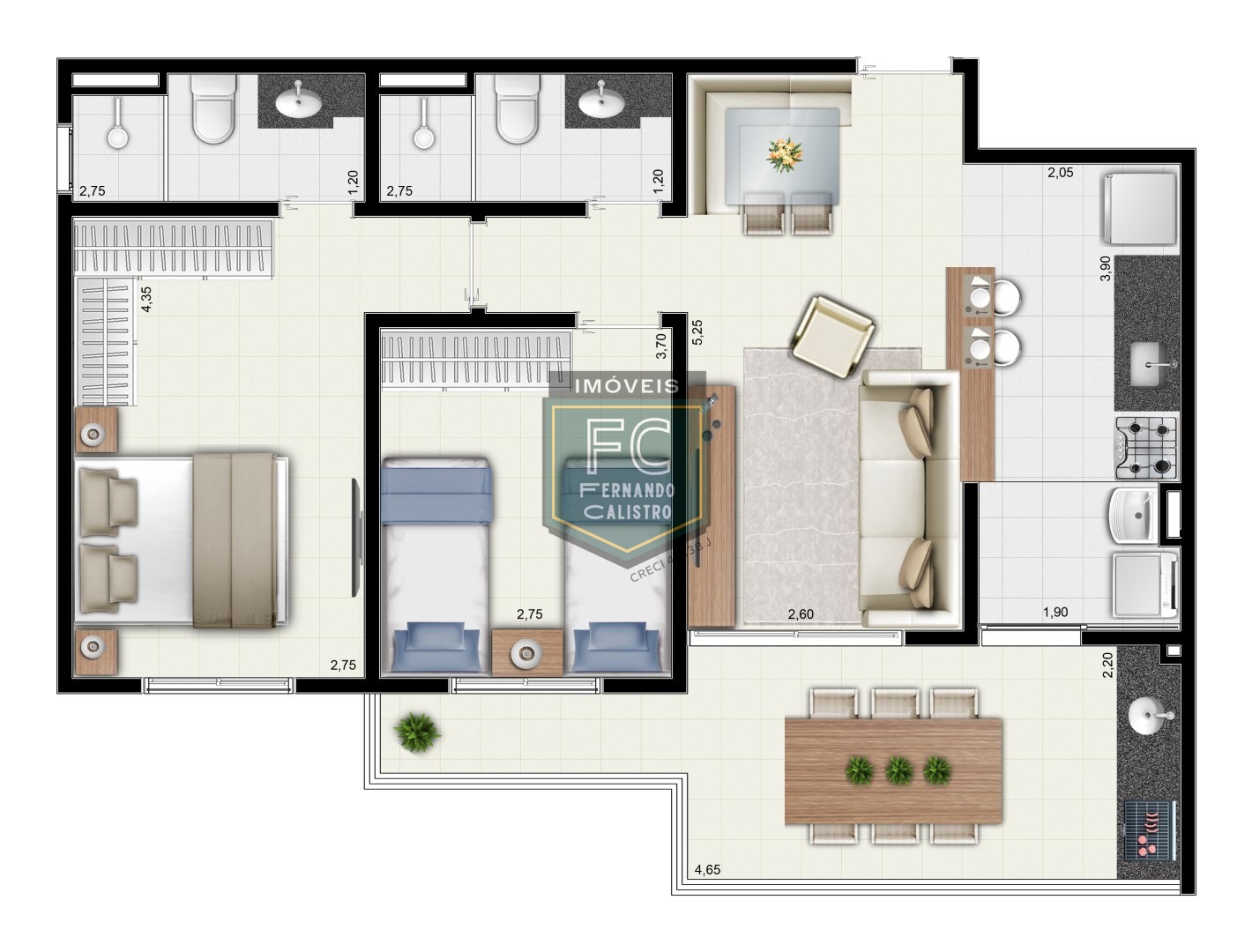Investimento guarujá: apartamento alto padrão 2 dormitórios (1 suíte), varanda gourmet, 2 vagas, lazer de clube, financ. Direto, v. Alzira, guarujá sp