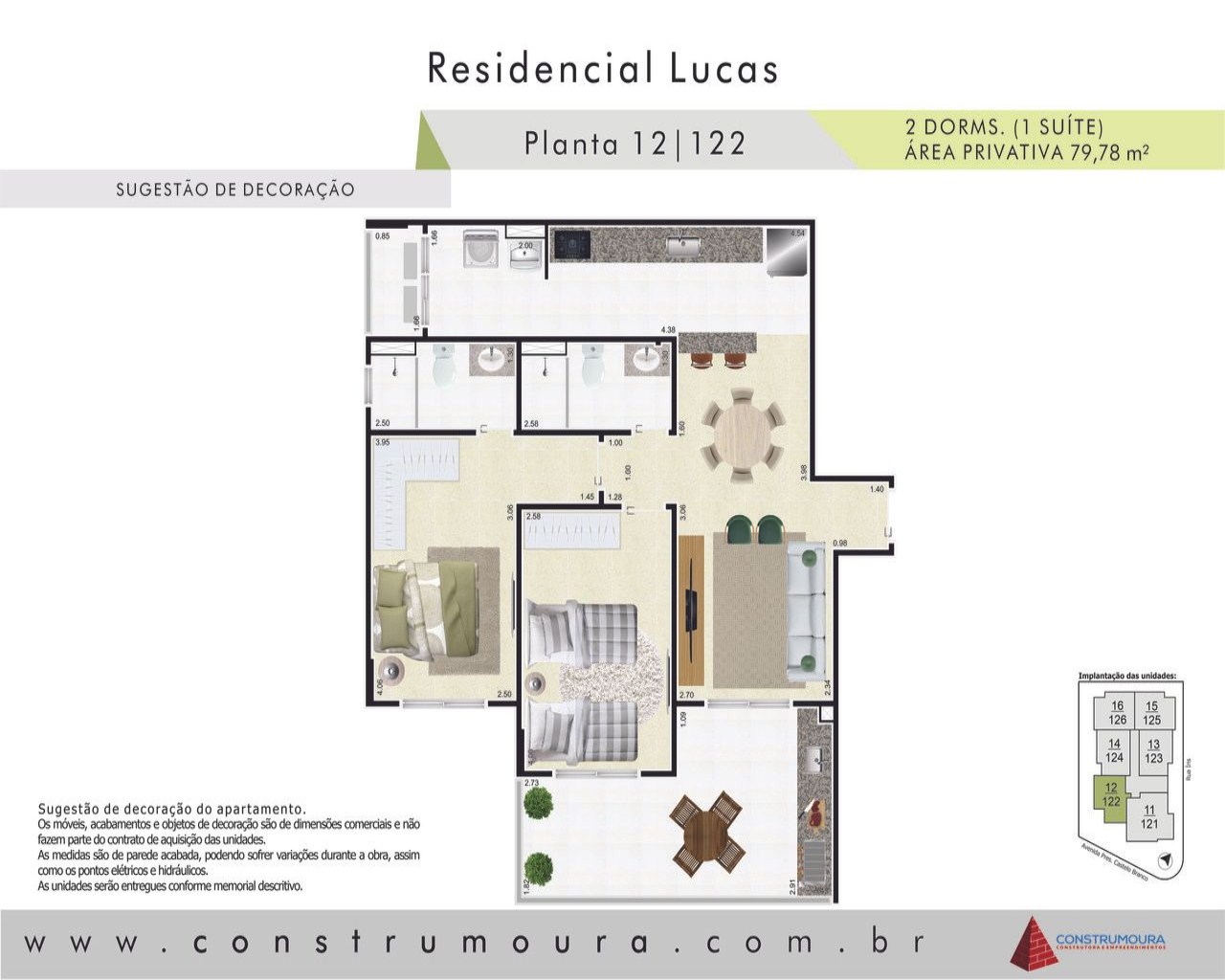 Apartamento novo de alto padrão, vista ao mar, com 2 dormitó