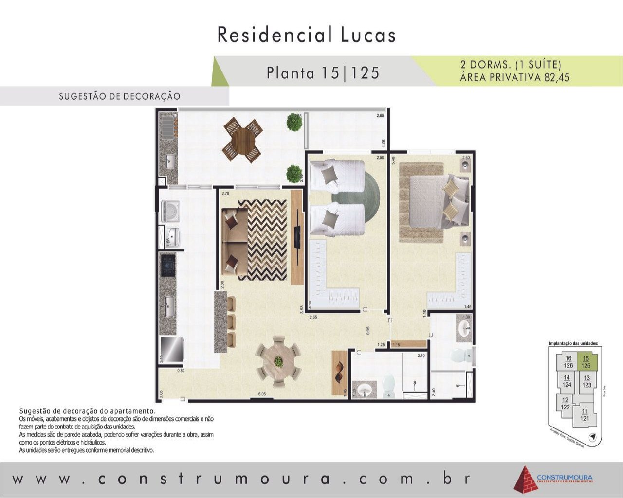 Apartamento novo de alto padrão, vista ao mar, com 2 dormitó