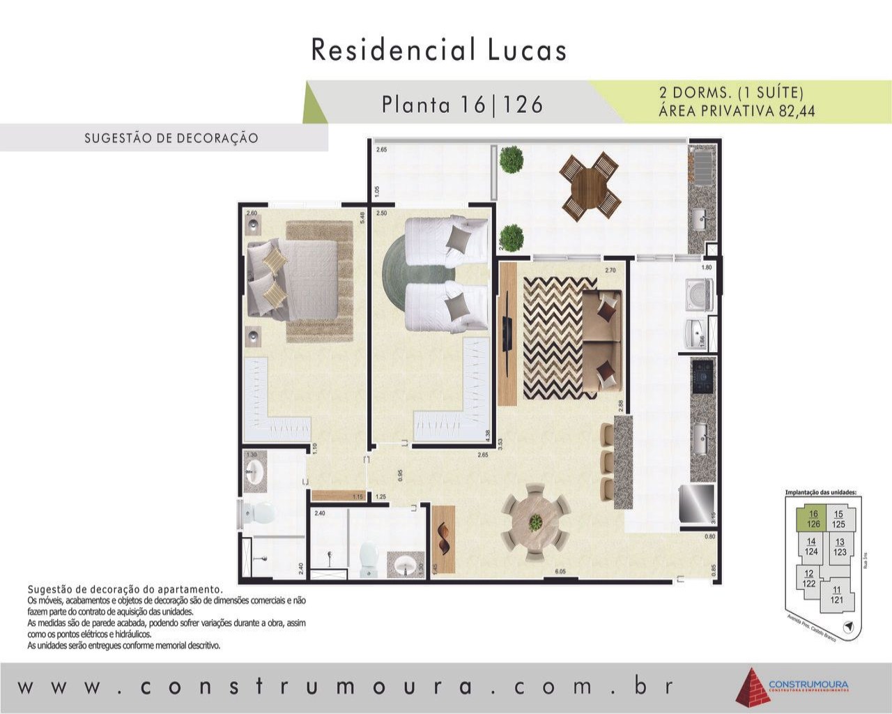 Apartamento novo de alto padrão, vista ao mar, com 2 dormitó