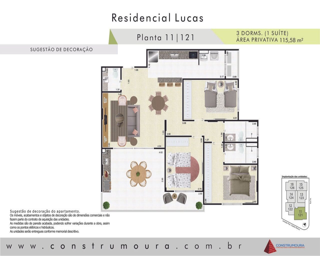 Apartamento novo de alto padrão, vista ao mar, com 2 dormitó