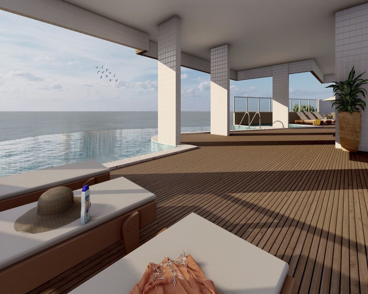 Apartamento novo de alto padrão, vista ao mar, com 2 dormitó