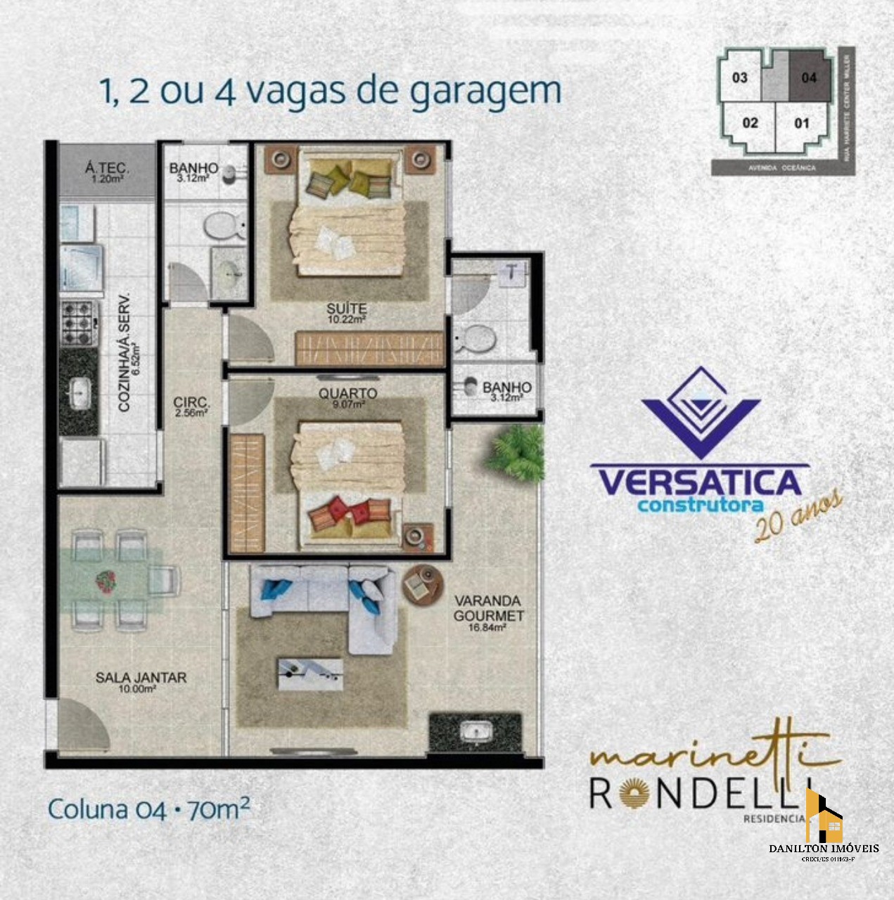 Apartamento A venda na quadra o Mar, na Praia do Morro com 2 Quartos, Área de Lazer completa em Guarapari-ES