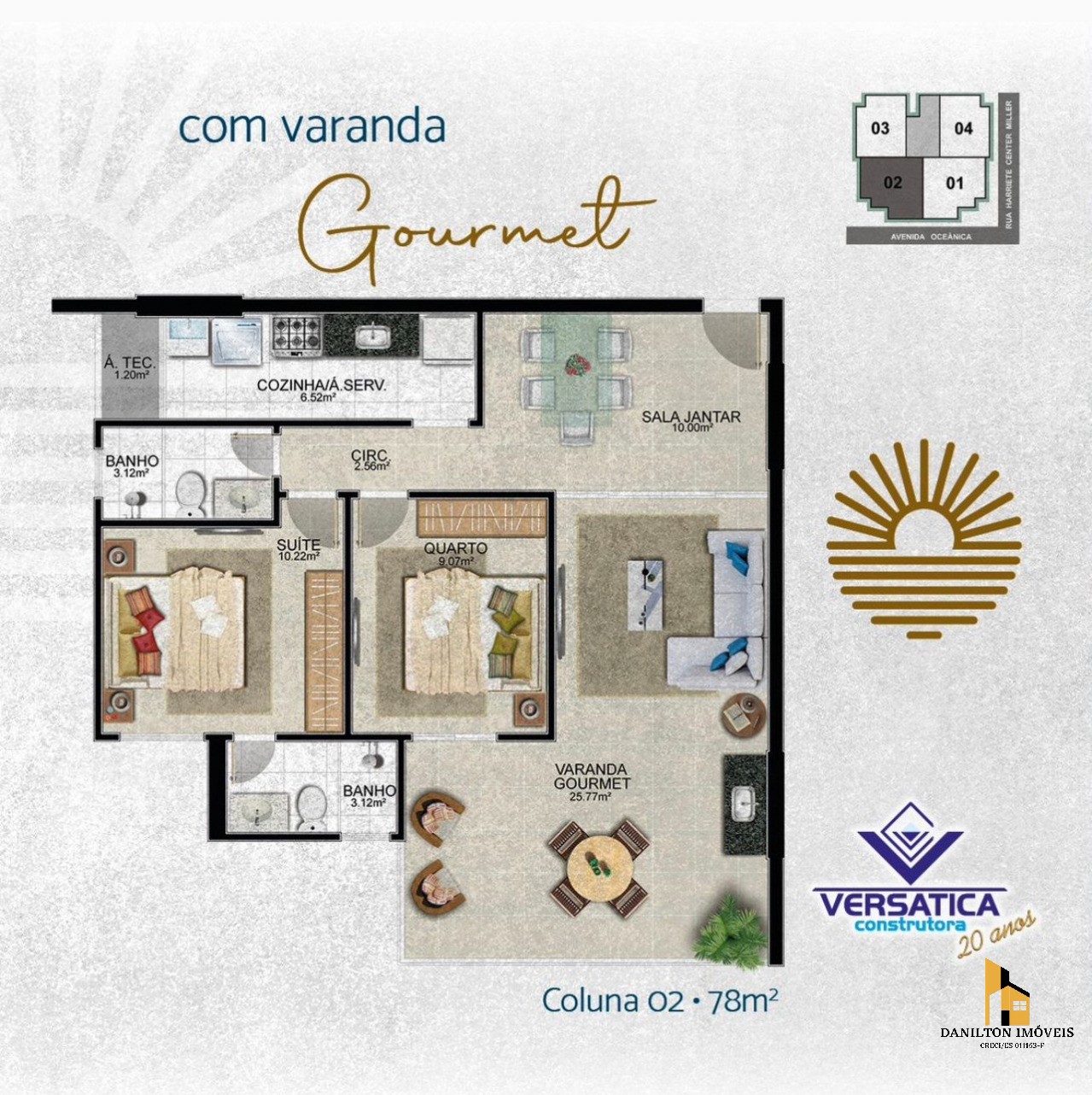 Apartamento A venda na quadra o Mar, na Praia do Morro com 2 Quartos, Área de Lazer completa em Guarapari-ES