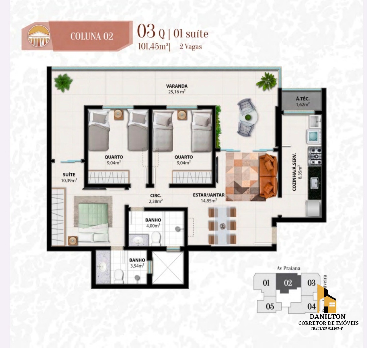 Apartamento com 2 Quartos A venda na praia do Morro GUARAPARI-ES