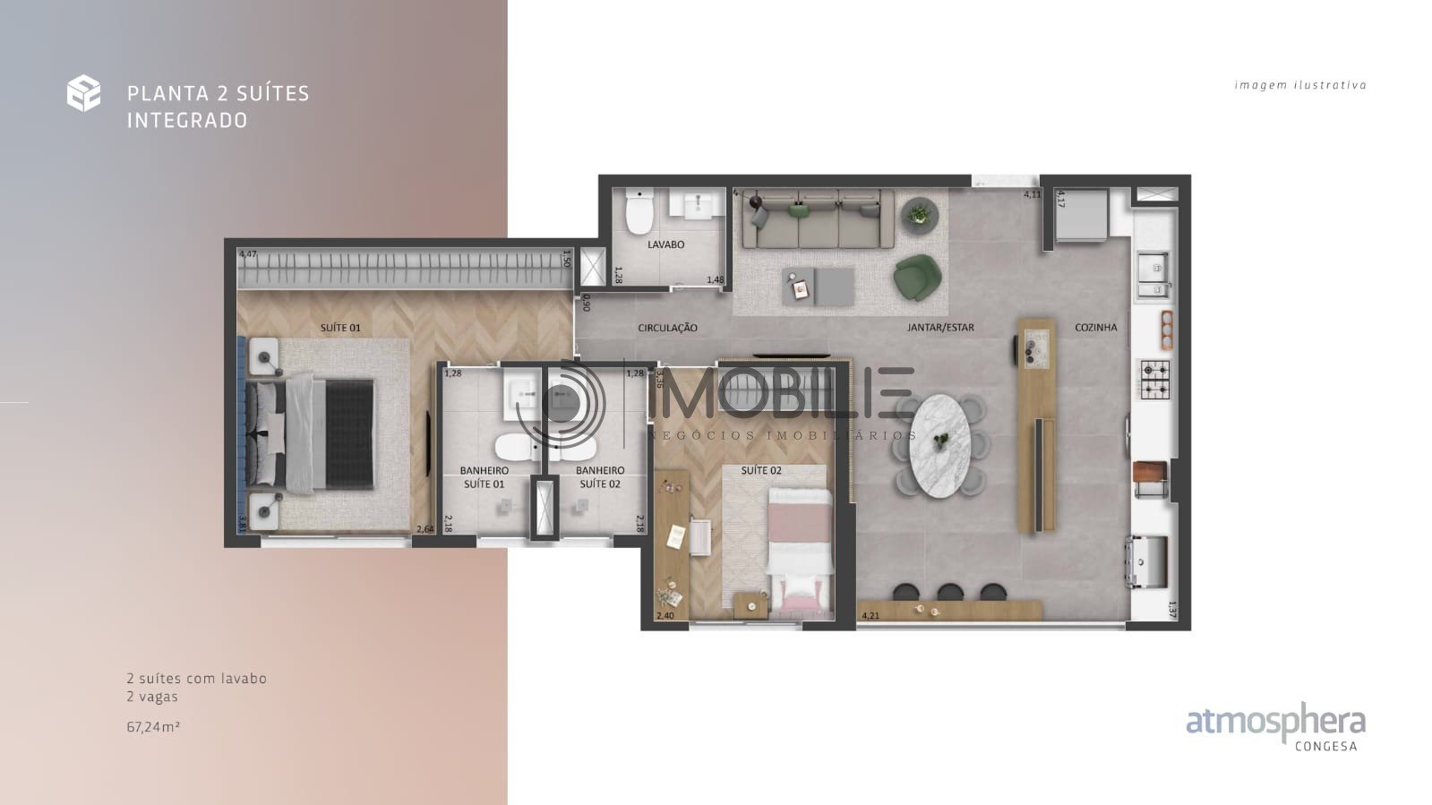 Apartamento, 2 quartos, 67 m² - Foto 2