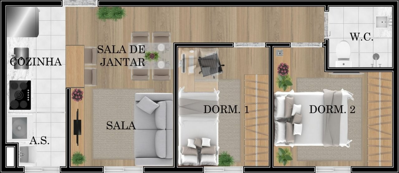 Apartamento 2 dormitórios vila Nhocuné