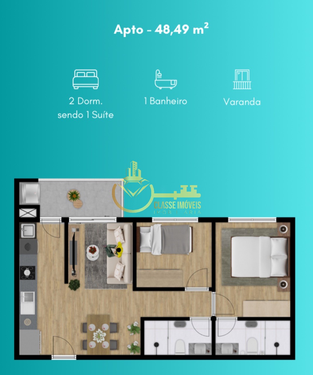 Apartamento à venda no bairro Murta em Itajaí-SC: 1 quarto, 1 suíte, 45m² de área!