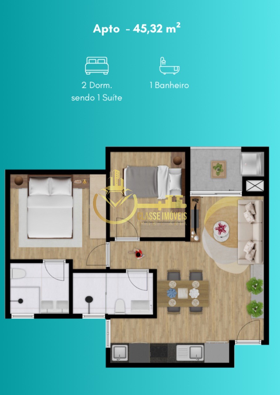 Apartamento à venda no bairro Murta em Itajaí-SC: 1 quarto, 1 suíte, 45m² de área!