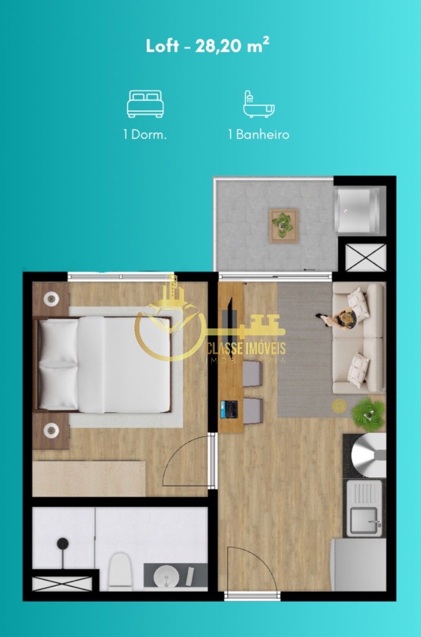 Apartamento à venda no bairro Murta em Itajaí-SC: 1 quarto, 1 suíte, 45m² de área!