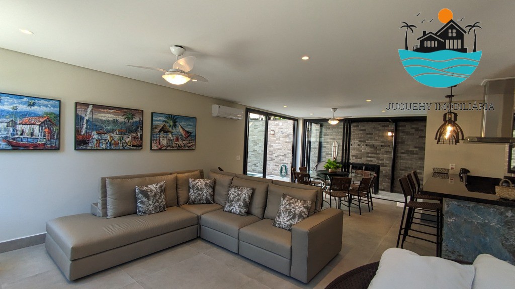 Casa a venda em condomínio pé na areia em Juquehy, aluguel de Tempora, 5 Suítes, Terraço gourment, piscina priv. 02 vagas auto Juquehy Imobiliária