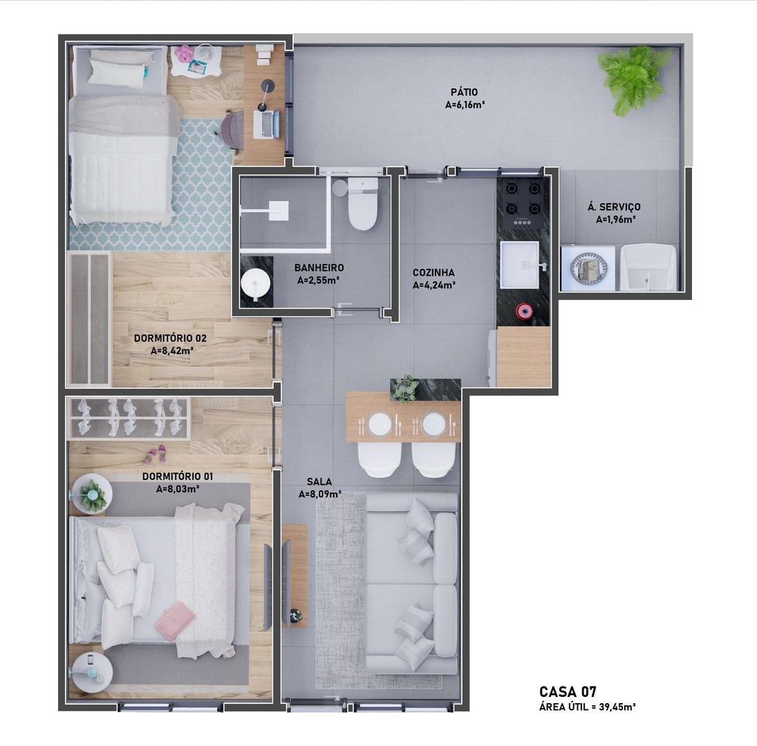 Casa de Condomínio, 2 quartos - Foto 6