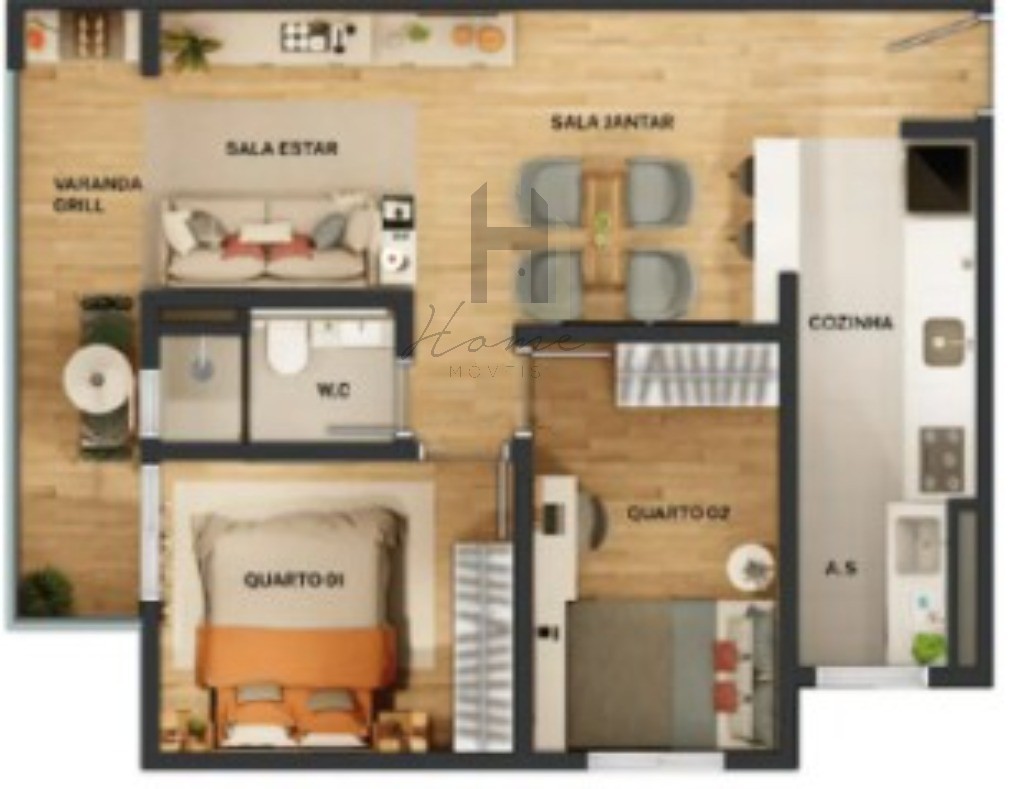Apartamento, 2 quartos, 56 m² - Foto 2