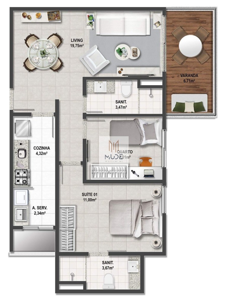 Apartamento, 1 quarto, 50 m² - Foto 11