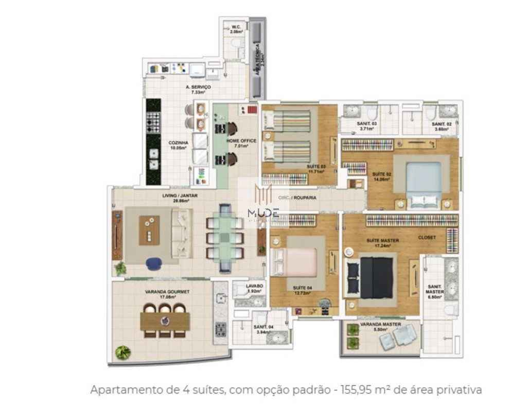 Apartamento, 4 quartos, 155 m² - Foto 2