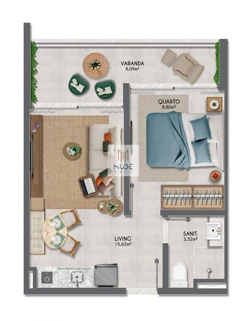 Apartamento, 1 quarto, 35 m² - Foto 9