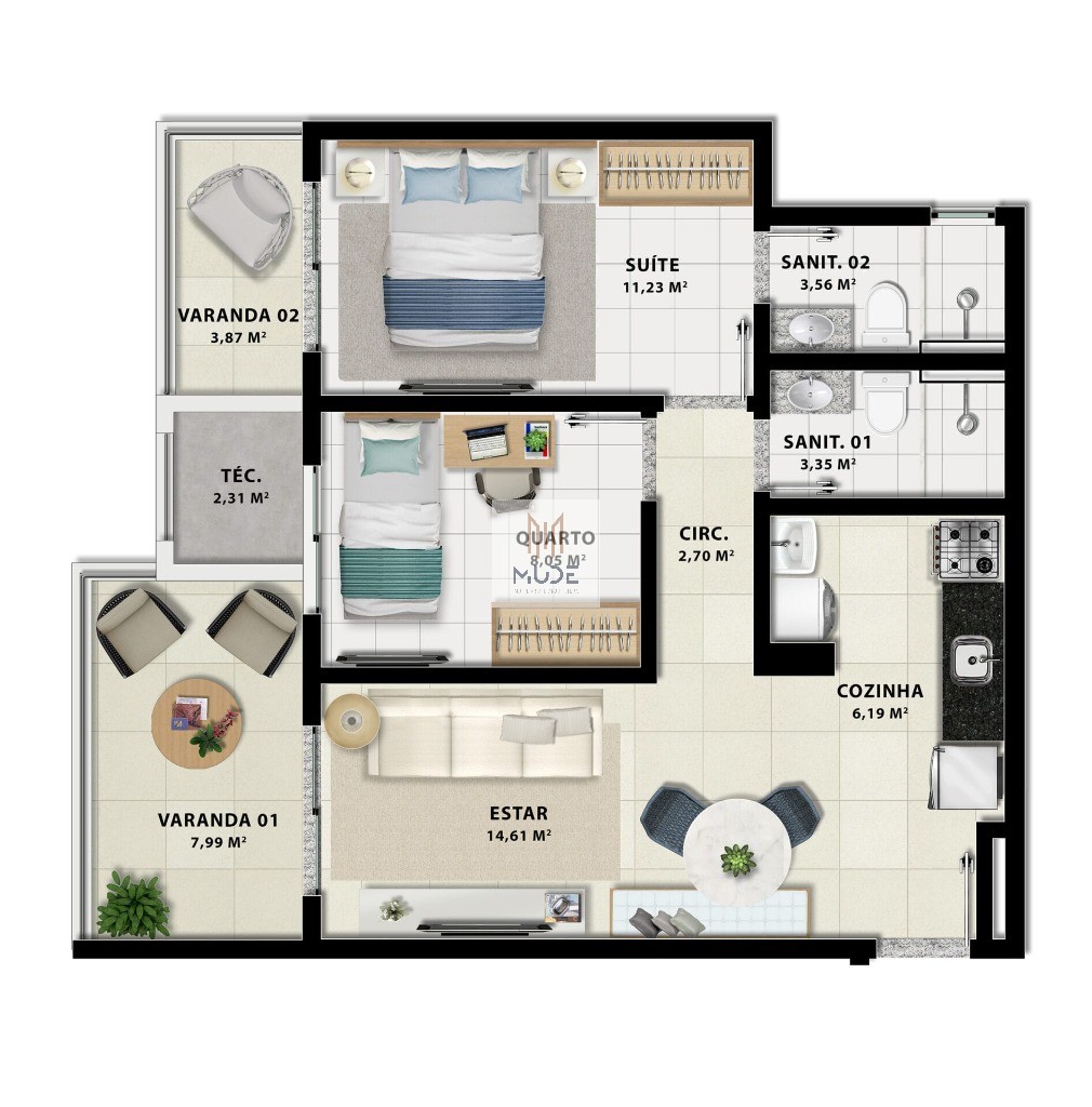 Apartamento, 2 quartos, 65 m² - Foto 11