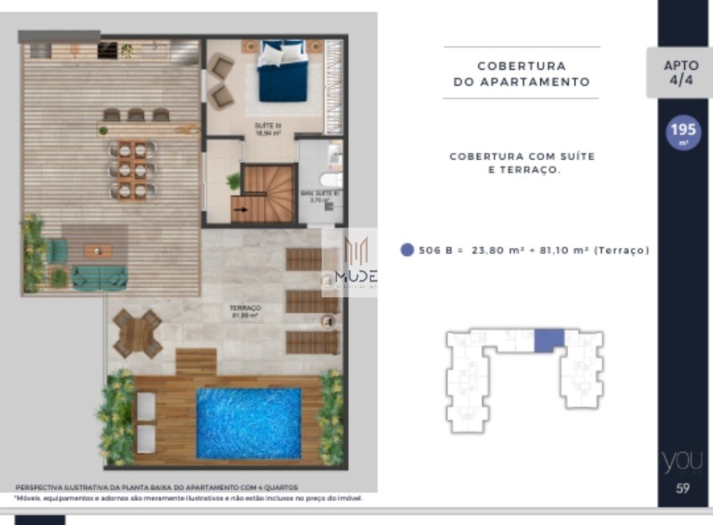 YOU VILAS Cobertura com Suíte e Terraço - 4 quartos, 3 suítes - 97,30 m² - Á venda - Vilas do Atlântico Lauro de Freitas
