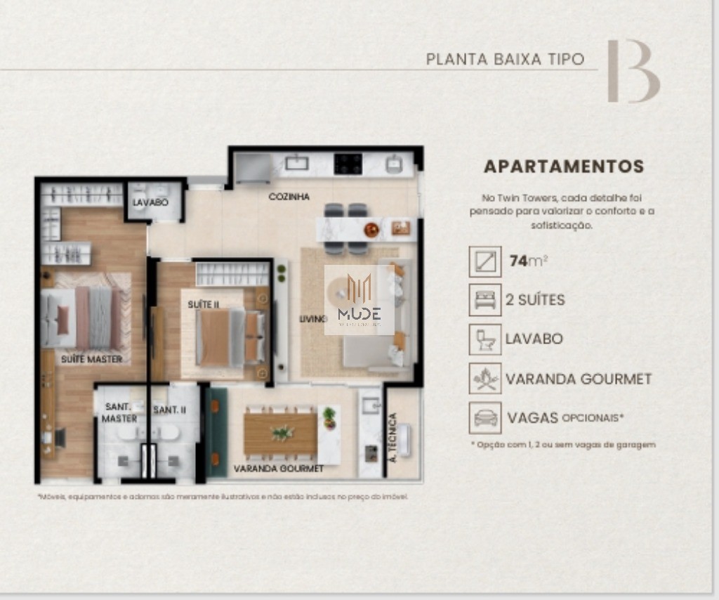 TWIN TOWERS - Apartamentos com 2 suítes de 71m² e 74m² - varanda gourmet - Vila do Atlântico - Á VENDA