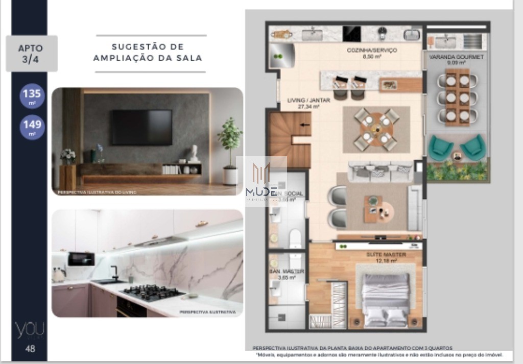 YOU VILAS Cobertura com Suíte e Terraço - 4 quartos, 3 suítes - 97,30 m² - Á venda - Vilas do Atlântico Lauro de Freitas