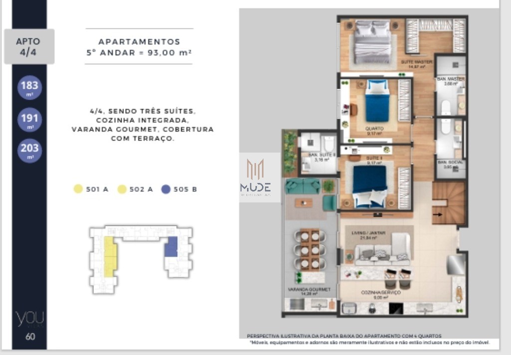 YOU VILAS Cobertura com Suíte e Terraço - 4 quartos, 3 suítes - 97,30 m² - Á venda - Vilas do Atlântico Lauro de Freitas