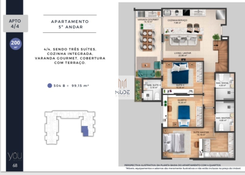 YOU VILAS Cobertura com Suíte e Terraço - 4 quartos, 3 suítes - 97,30 m² - Á venda - Vilas do Atlântico Lauro de Freitas