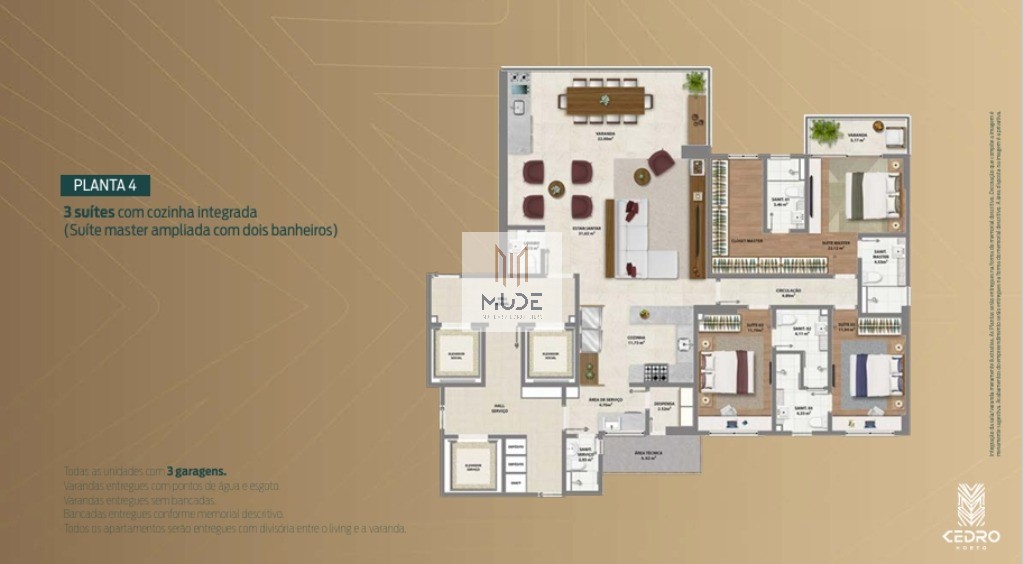 CEDRO HORTO Apartamento de 3 e 4 suítes com 154,5m² - Horto Florestal Salvador